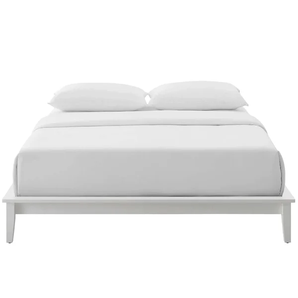 Modway Lodge King Wood Platform Bed Frame, White