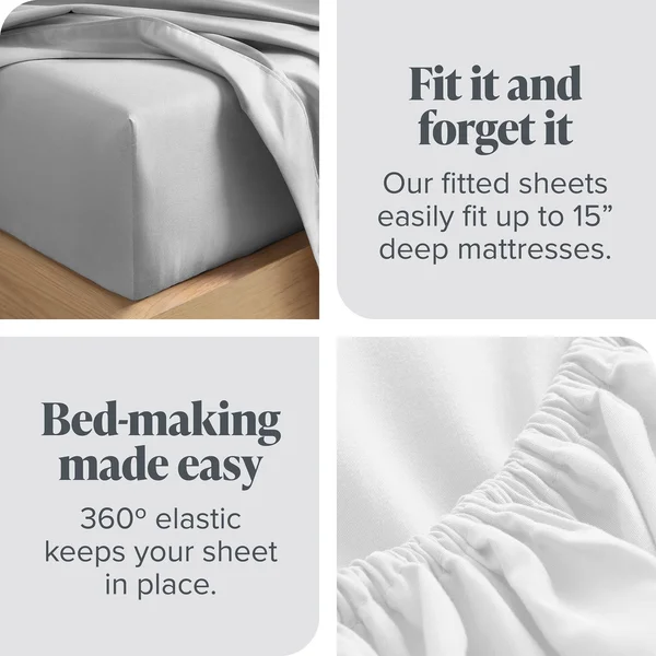 Bare Home Double Brushed Sheet Set, Split King - Aqua