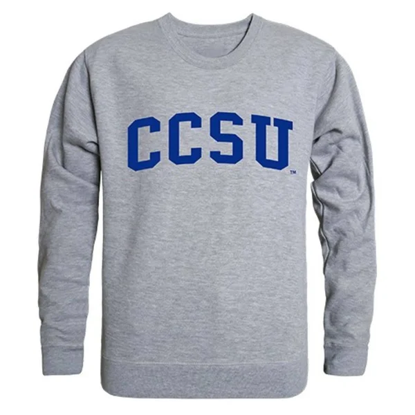 W Republic CCSU Central Connecticut State University Game Day Crewneck Pullover Sweatshirt Sweater Heather Grey, Men's, Size: La