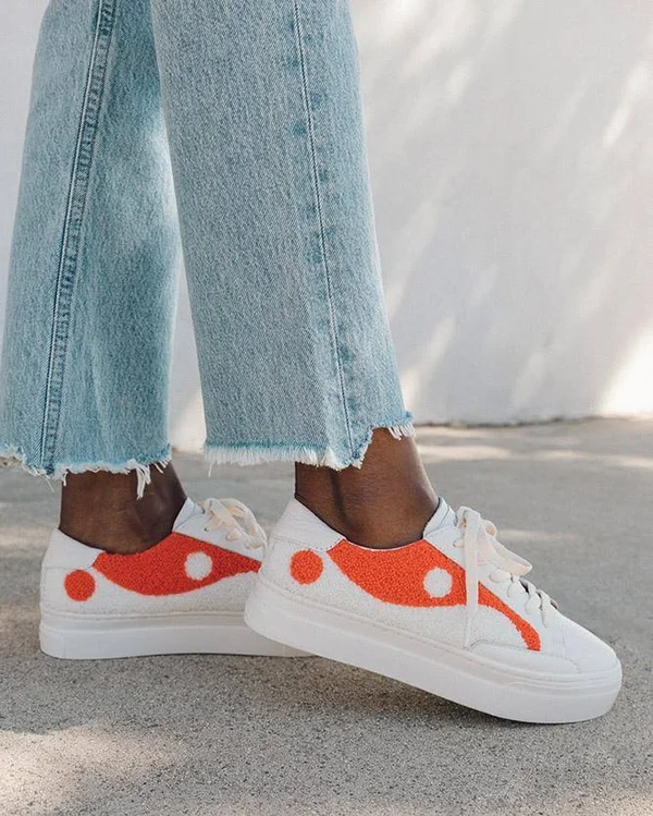 Yin Yang Platform Sneaker Coral - White, 9.5