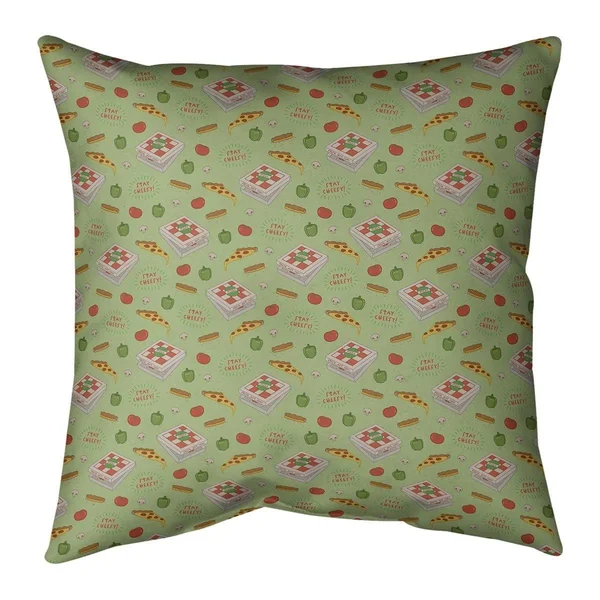 Porch & den Faye Pizza Pattern Throw Pillow - 14 x 14 - Yellow - Linen