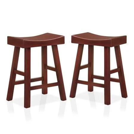 Furniture of America Colan Saddle Counter Stools - Dark Cherry - Set of 2