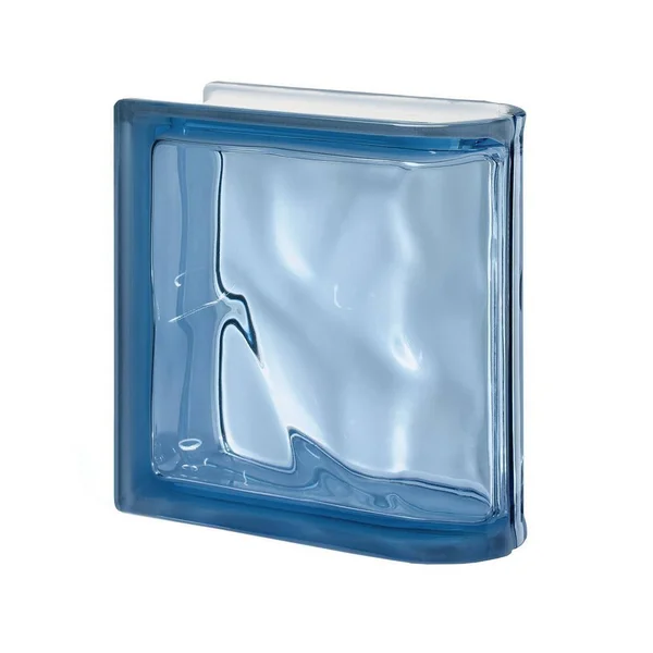 Seves 116053 Pegasus Blu 7.48 in. x 7.48 in. x 3.15 in. Wavy Pattern End Linear Glass Block