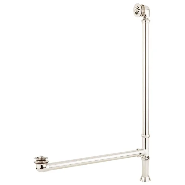 Signature Hardware 946576-425 Lift and Turn Tub Drain with Swivel Head and Daisy Wheel Overflow - 4-1/4x22 Thread Polished Nicke