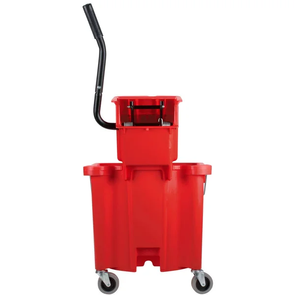 Continental 335-312RD 35 qt. Red Splash Guard Mop Bucket with Side-Press Wringer