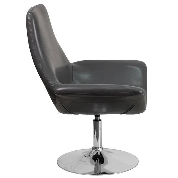 37.5x22 Gray Side Reception Chair with Round Base