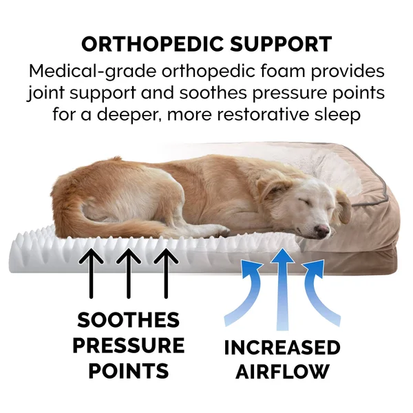 FurHaven Velvet Waves Perfect Comfort Orthopedic Sofa Dog Bed - Jumbo - Brownstone