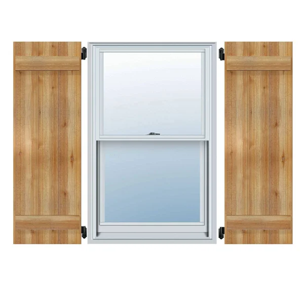 Ekena Millwork RBJ06S21X037RWR 21 1/2x22W x 37x22H TimberCraft Four 5 3/8x22 Boards Joined Board-n-Batten Shutters - Rough Sawn W