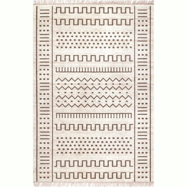 nuLOOM Rugs Outdoor Tribal Cora Beige 6& 7x22 x 9& Area Rug