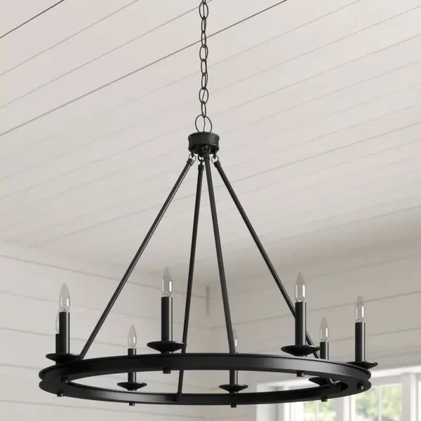Aramis 8-Light Wagon Wheel Chandelier Finish: Satin Nickel