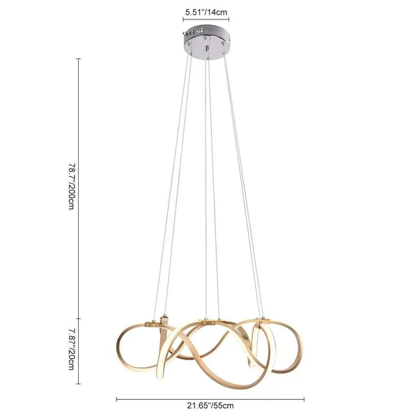 OYIPRO-Modern Style Draped Ribbon LED Chandelier in White for Dining Room - Gold - 21.65 inch