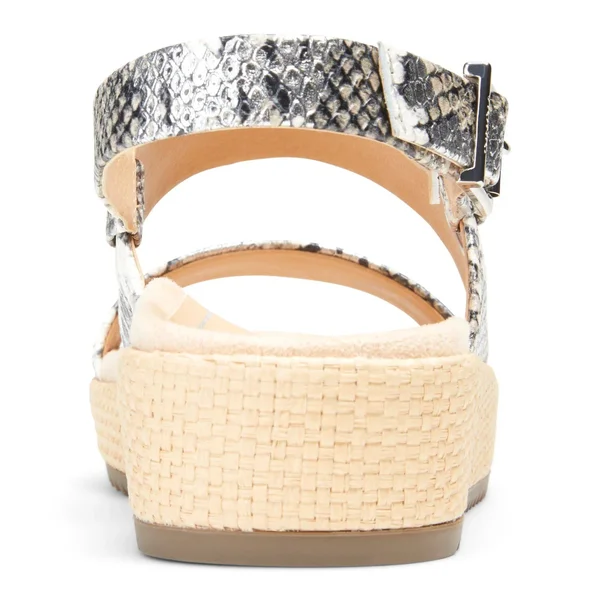 Vionic Louise Platform Sandal - Women's - Grey/Off White Snake Print - Platform Slingback