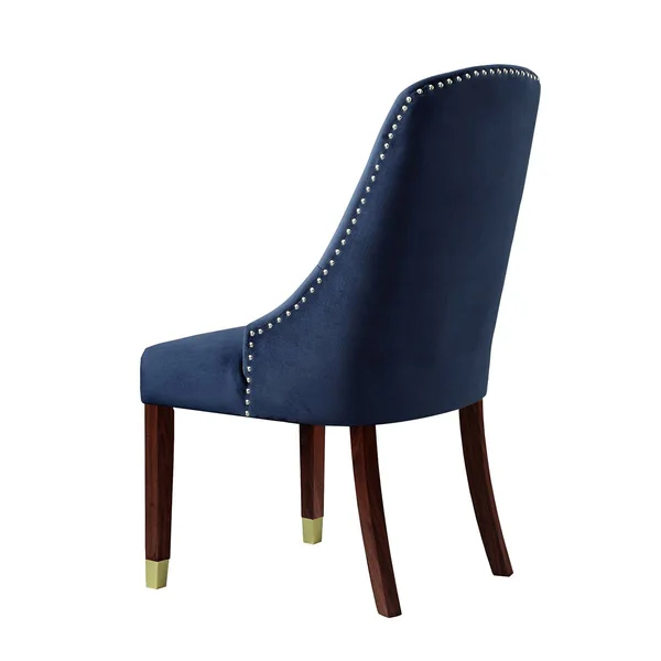 Inspired Home Cora Navy/Gold Velvet Metal Tip Leg Dining Chair (Set of 2)