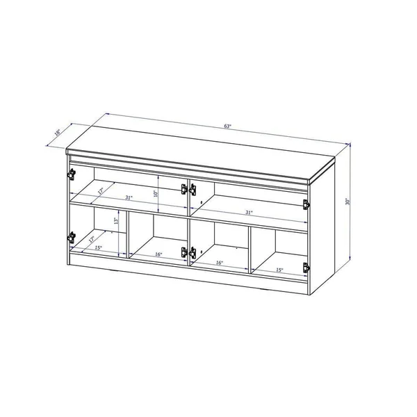Manhattan Comfort Viennese 62.99 in. 6- Shelf Buffet Cabinet with Mirrors in Off White