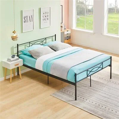 Aariana Steel Platform Bed Winston Porter Size: Queen, Color: Black