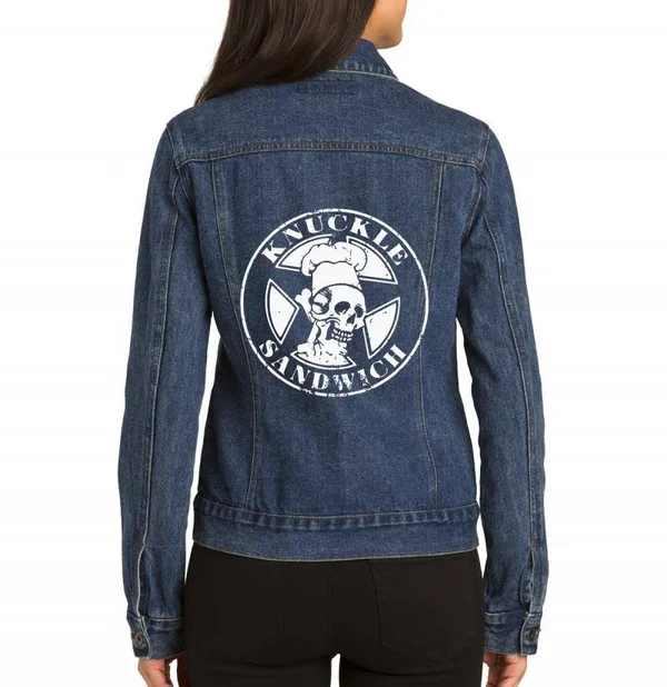 Premium Guy Fieri Knuckle Sandwich Ladies Denim Jacket by Artistshot