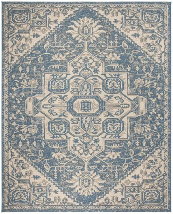 Safavieh Beach House Thea Indoor/ Outdoor Rug - 6&7x22 x 6&7x22 Round - Cream/Blue