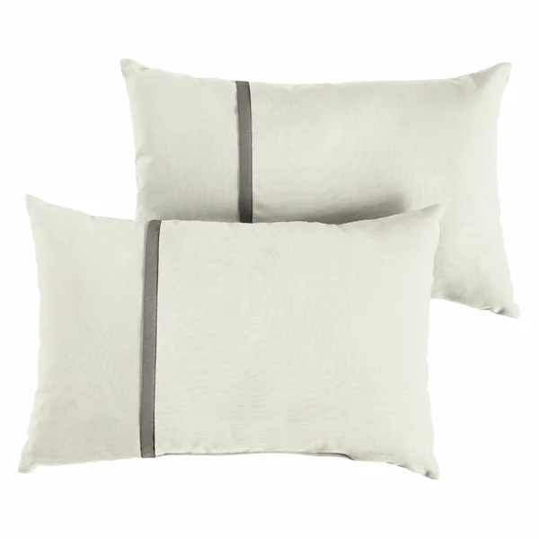 Mozaic Company Sunbrella Outdoor Lumbar Pillow - Set of 2 - Size: 24W x 6D x 12H, Natural, Grey
