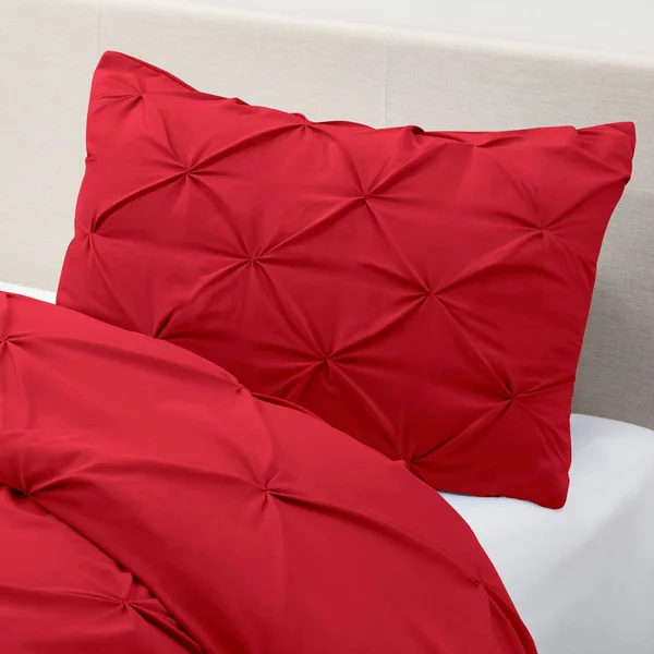 Nestl Pinch Pleat 3-Piece Duvet Cover Set - Mauve - Full, 68 x 90 inches