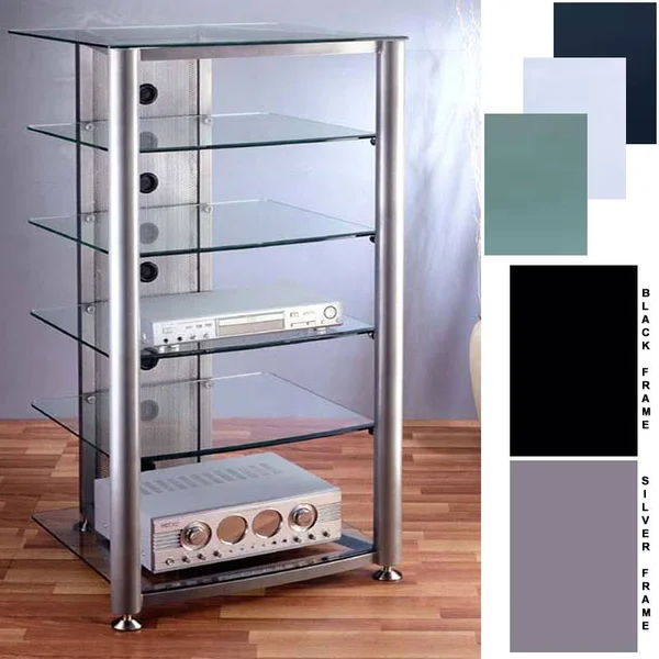 VTI 6 Shelf Glass Audio Rack (Various Finishes) RGR406S, RGR406B