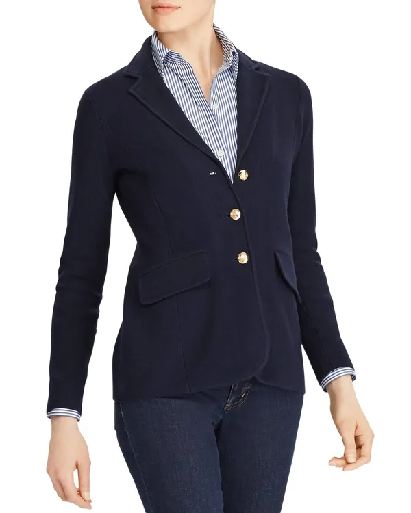 Lauren Ralph Lauren Women's Sweater Knit Blazer - Lauren Navy - XL