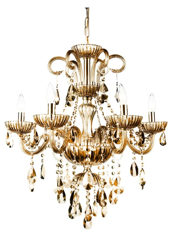 CWI Lighting 6 Light Up Chandelier with Chrome Finish - Cognac