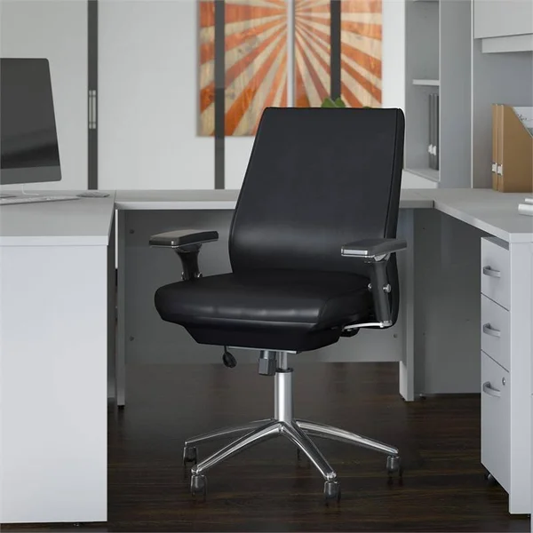 Move 40 Series Mid Back Leather Executive Office Chair in Black - Bonded Leather - M4CH1602BLL-Z