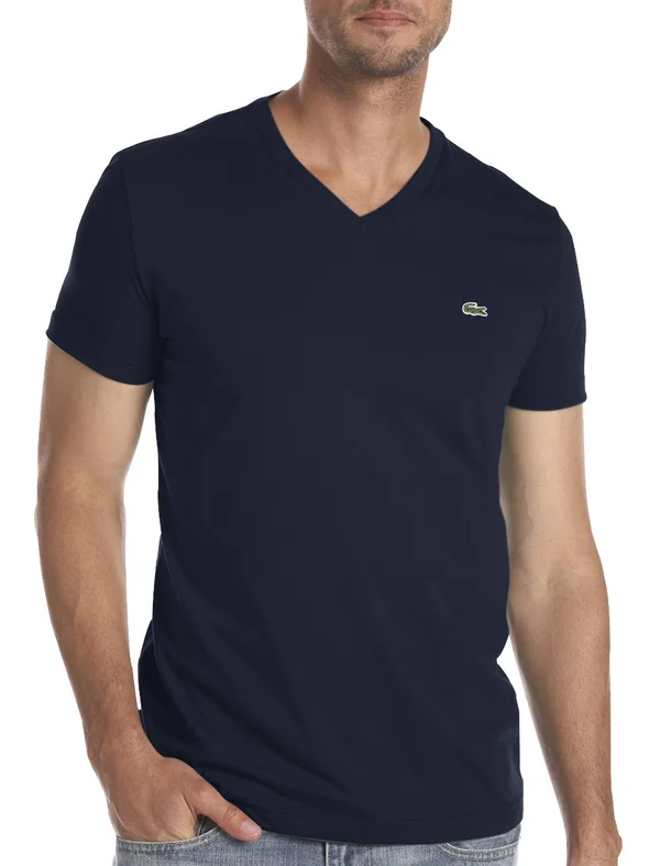 Big & Tall Lacoste Jersey V-Neck T-Shirt - Navy - Size 4X - Men's