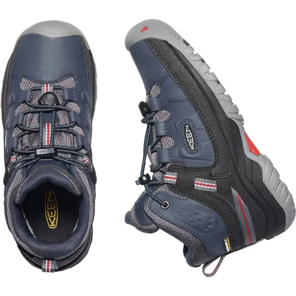 Keen Youth Targhee Mid Waterproof Shoe - 4 - Blue Nights, Red Carpet