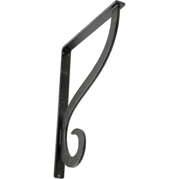 Ekena Millwork Ashford Wrought Iron Bracket Antiqued Silver 1 1/2x22W x 12x22D x 15x22H - (Single Center Brace)