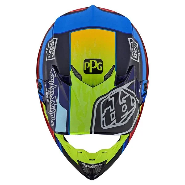 Troy Lee Designs SE4 Carbon Speed Team Blue Yellow Helmet - Size: Small