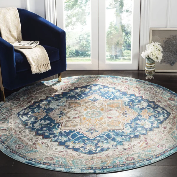 Safavieh Aria ARA119B 5&1x22 x 7&6x22 Blue - Beige Area Rug