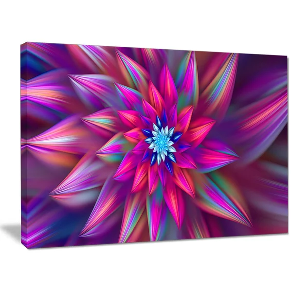 Design Art &Huge Purple Pink Fractal Flower& Graphic Art Print on Canvas, Size: 28 inch H x 60 inch W x 1.5 inch D