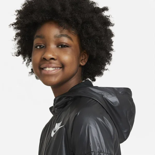 Nike Girls& Sportswear Windrunner Jacket in Black/Black Size Small, 100% Polyester