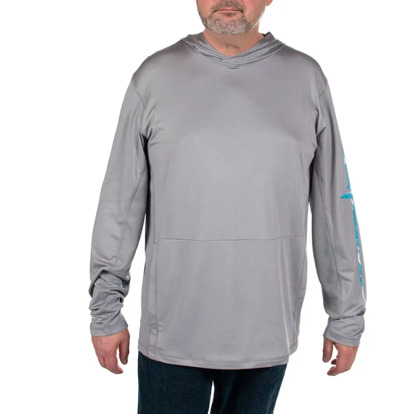 Habit Men's Hooded Performance Layer Long Sleeve Shirt -Sharkskin-XL - Male, Adult