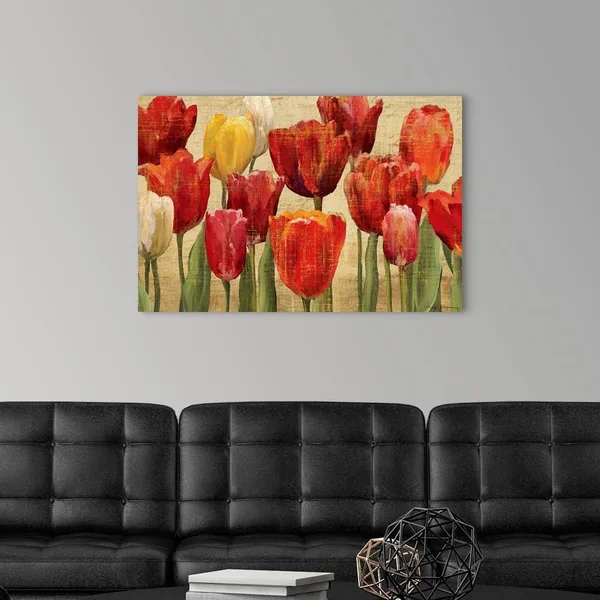 Tulip Fantasy on Cream, Canvas Wall Art, 36x24, Great Big Canvas