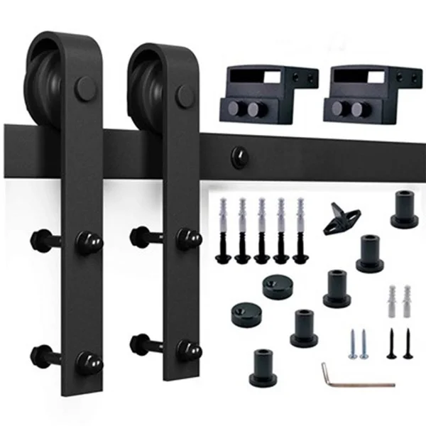Akicon Paneled Wood Barn Door with Installation Hardware Kit - K2 Series - 28x22 - Dark Walnut