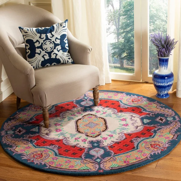 Safavieh 5& x 5& Round Bellagio BLG535A Ivory Pink Rug