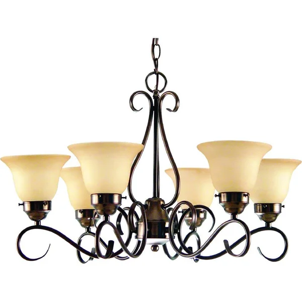 Volume Lighting V3356 Minster 6 Light 1 Tier Chandelier - Bronze, Size: 28