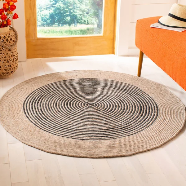 Safavieh Braided Rug Collection BRD904F - Grey, Black - 5& x 5& Round