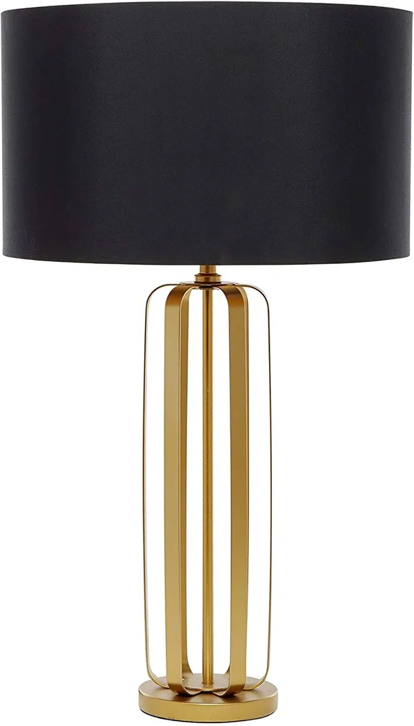 UKN Contemporary Metallic Gold Table Lamp Black Shade 18x22 x 30x22 17 29 Modern