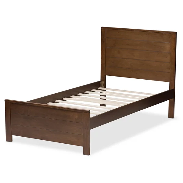 Catalina Modern Classic Mission Style Walnut Finished Wood Platform Bed Brown Twin - Baxton Studio