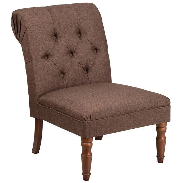 Merrit Button Tufted Wide Brown Accent Chair - Quality Find