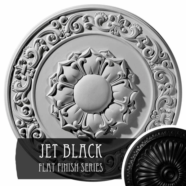 27 3/4x22OD x 2x22P Sydney Ceiling Medallion (Fits Canopies Up to 5 3/4x22) - Hand-Painted Jet Black