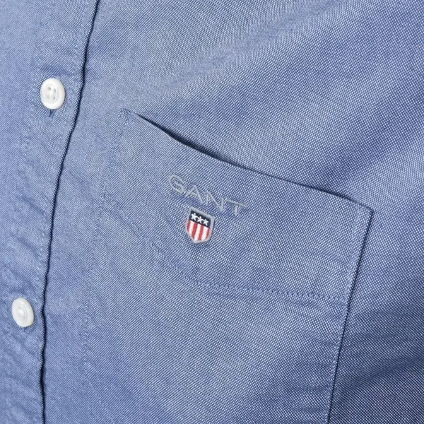 Gant Short Sleeved Oxford Shirt Blue