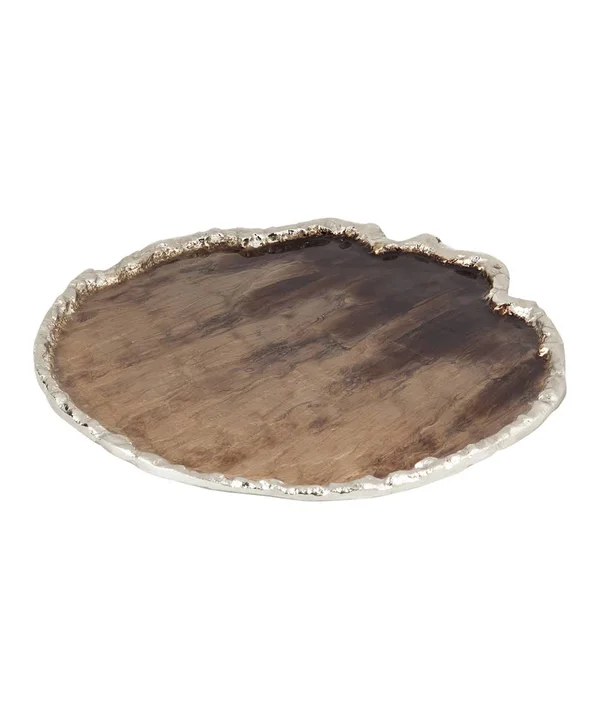 Evergreen Round Metal Tray
