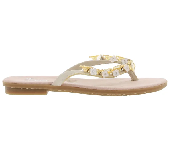 Rieker Dianette Cute Toe Separators for Women with Decorative Flowers in Pink, White