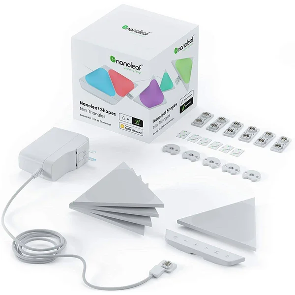 Nanoleaf Shapes Mini Triangles Smarter Kit, 5X Triangle Light Panels, 20 Lumens NL48-5005TW-5PK