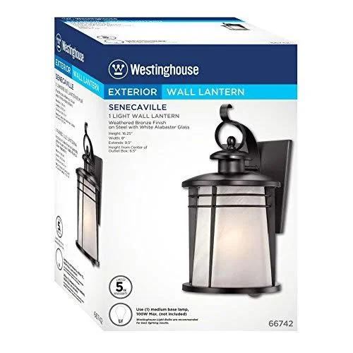 Westinghouse 6674200 Senecaville One-Light Wall Lantern, Weathered Bronze Finish