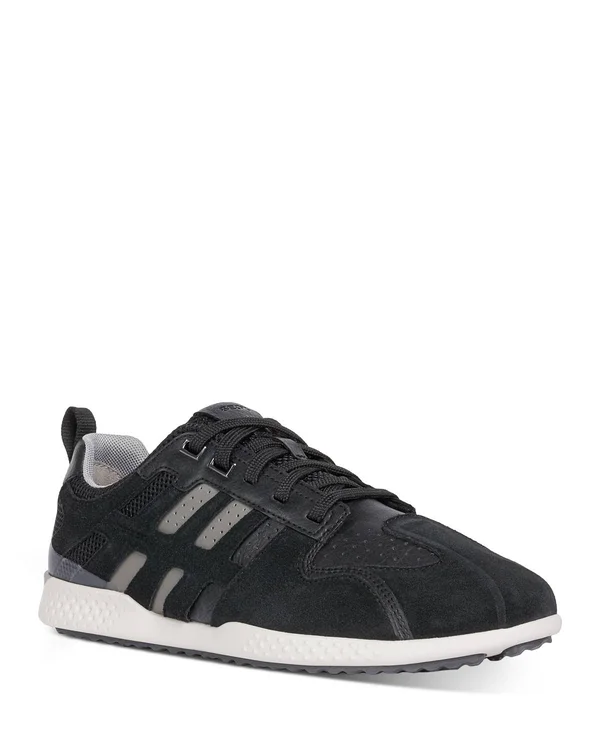 Geox Leather & Suede Sneaker, 41, Black